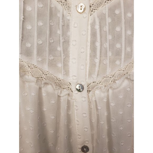 Zara Cream Swiss Dot vintage Bohemian top - Picture 2 of 10